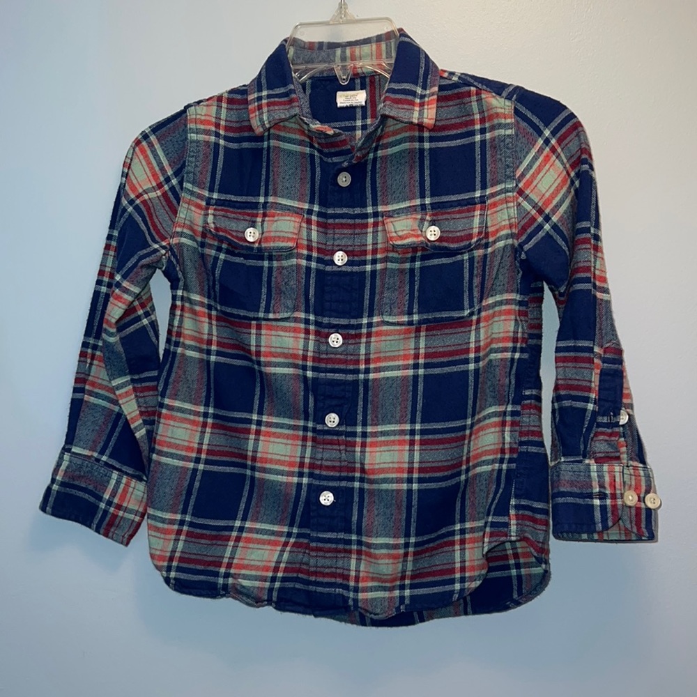 Crew Cuts Flannel Cotton Shirt Size 6-7 Blue, Gray & Red